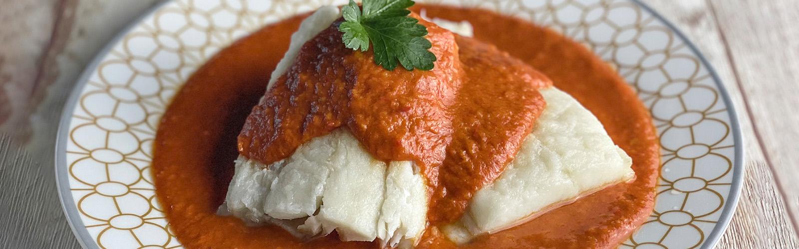 Lomo de bacalao a la vizcaína