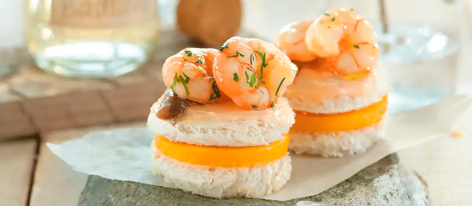 Bocaditos de mango y gambas Bocaditos de mango y gambas